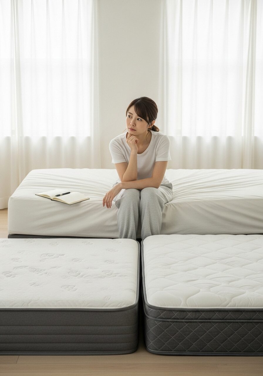 マットレスに悩んでいる女性 日本人