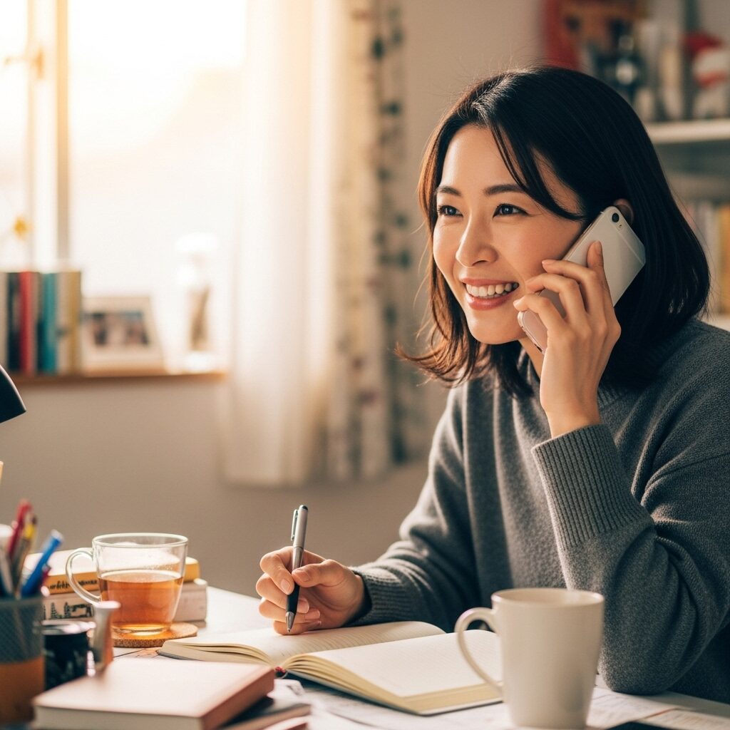 電話占いヴェリテのアドバイスで悩みが解決し笑顔になった女性