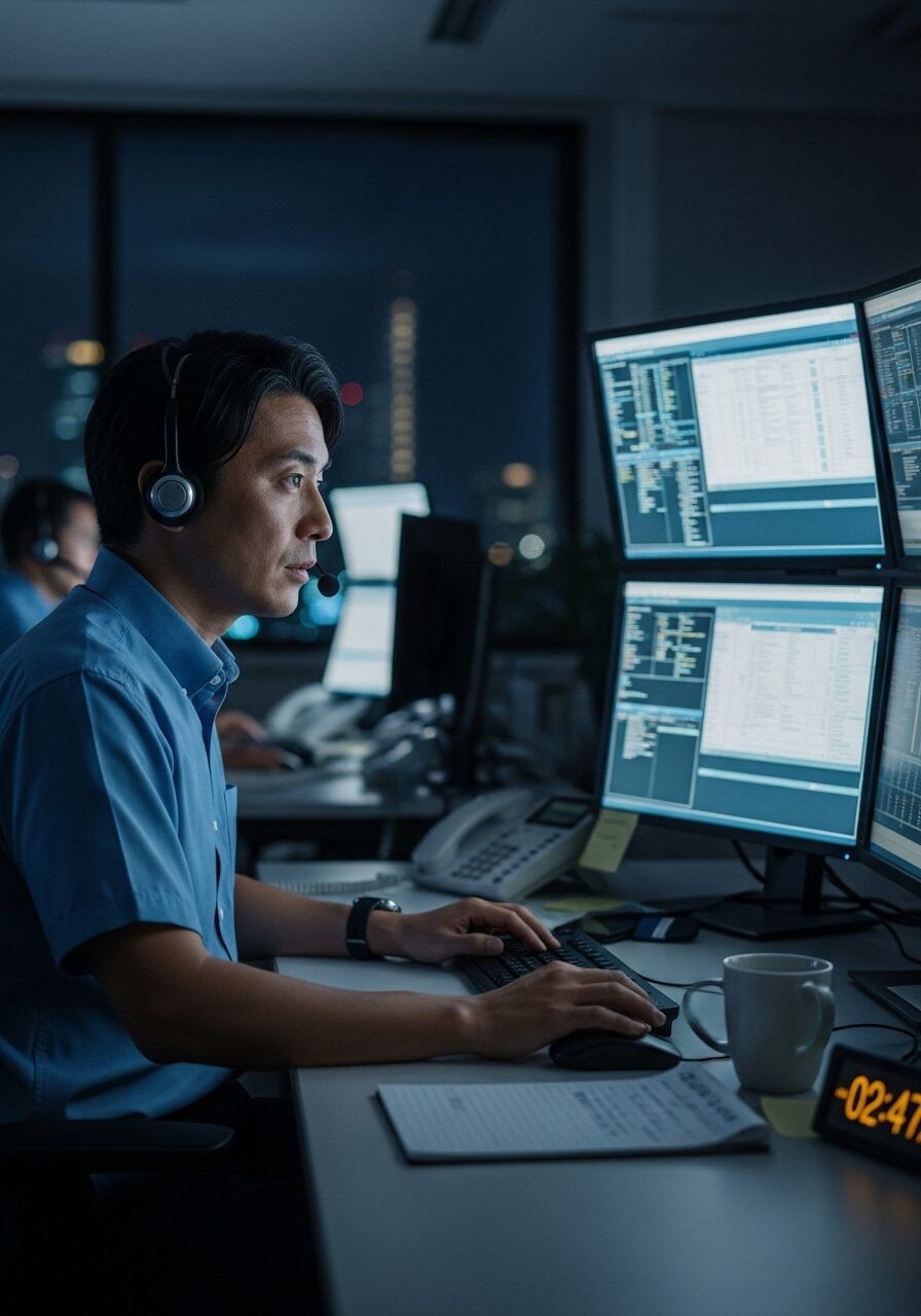 深夜でも丁寧に対応してくれる電話オペレーター