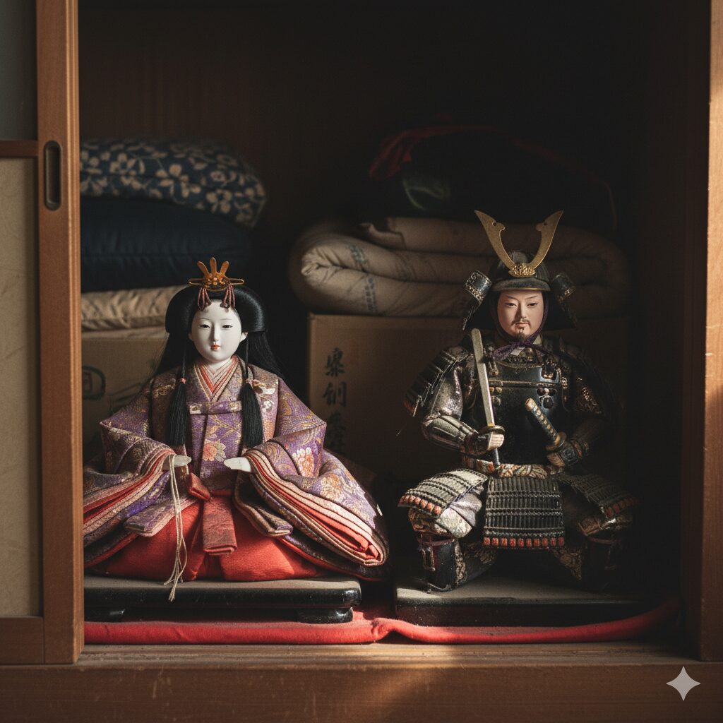 押し入れに眠る古い雛人形