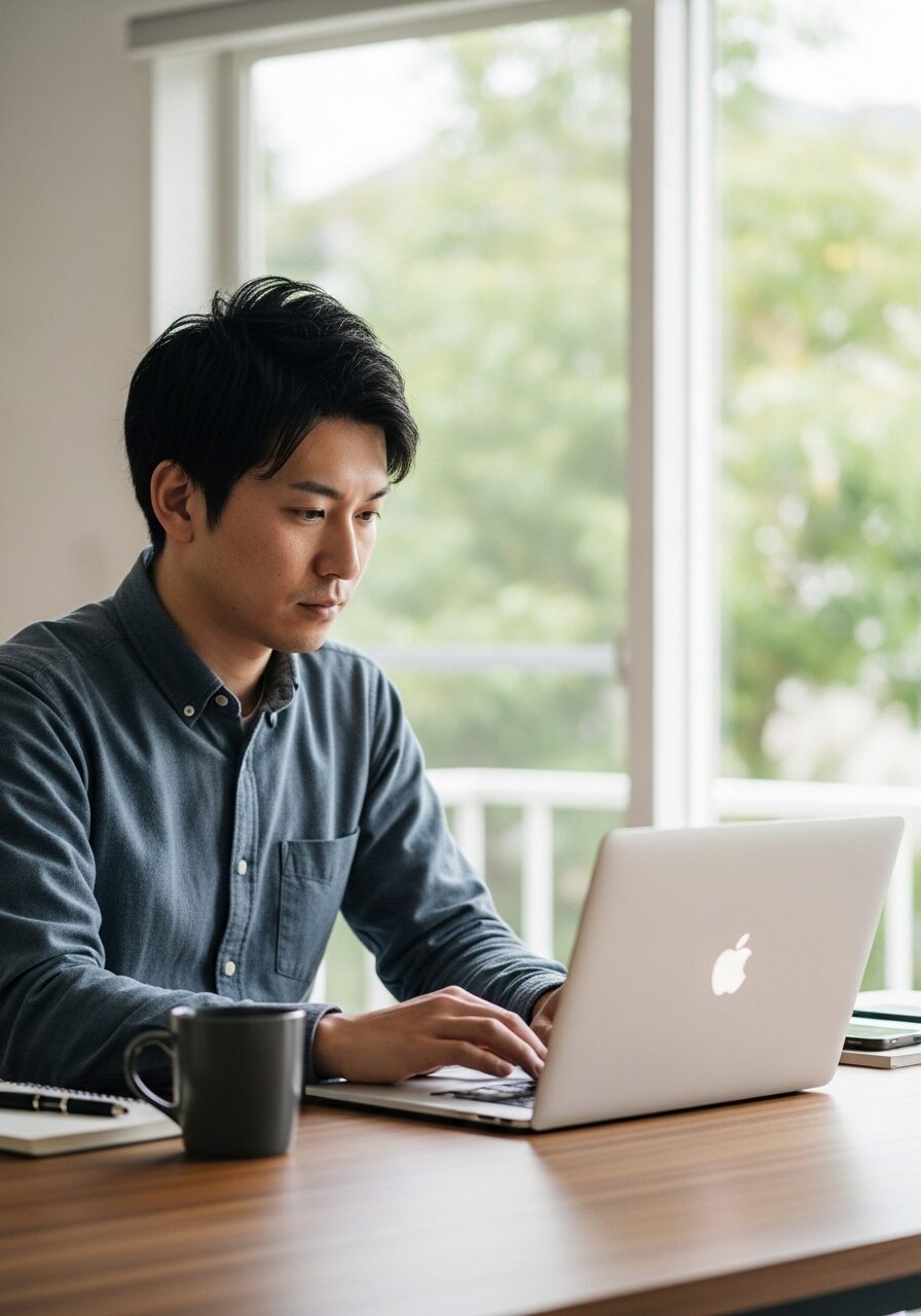 在宅ワークでNURO光を使い快適に仕事をする女性