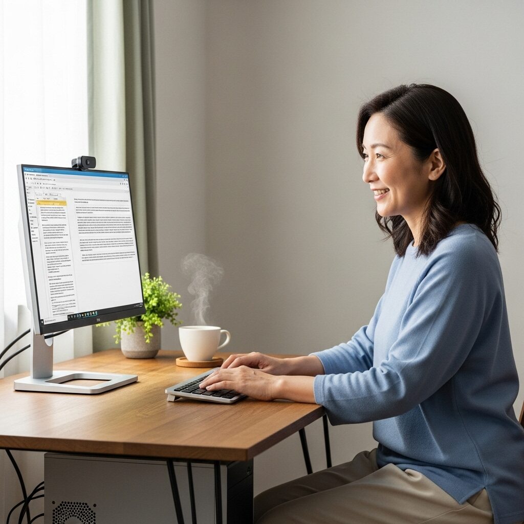 PC nextの再生パソコンを快適に使う40代女性日本人