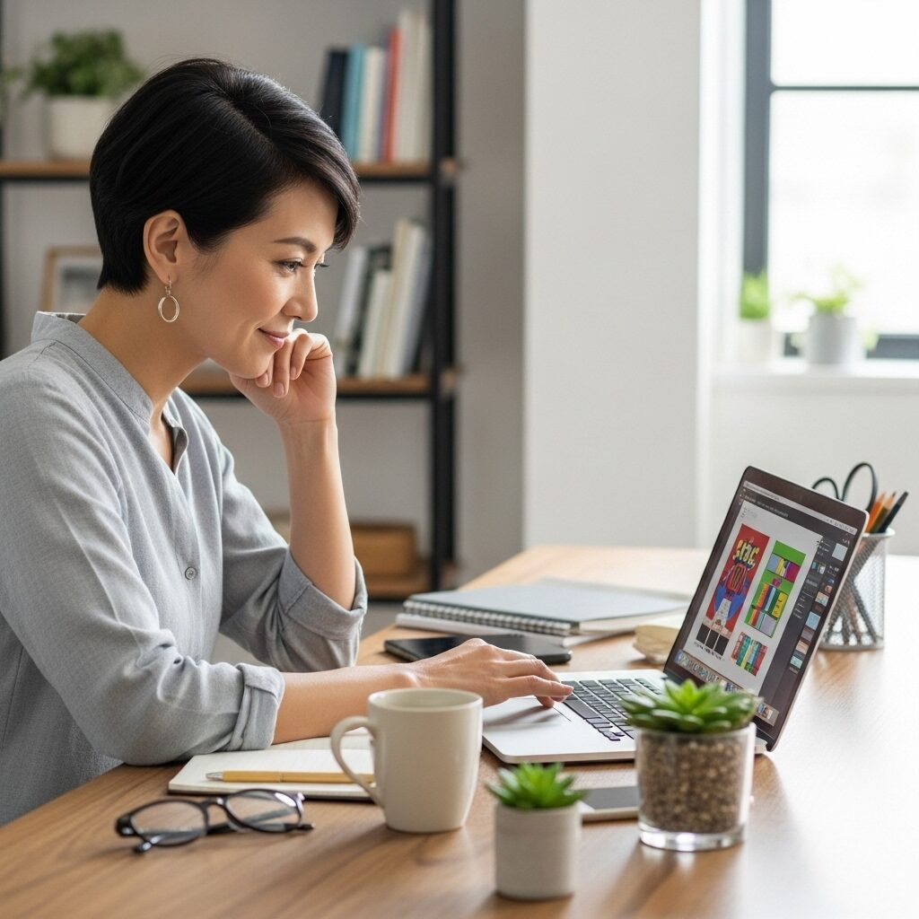 パソコンで充実した毎日を送る女性