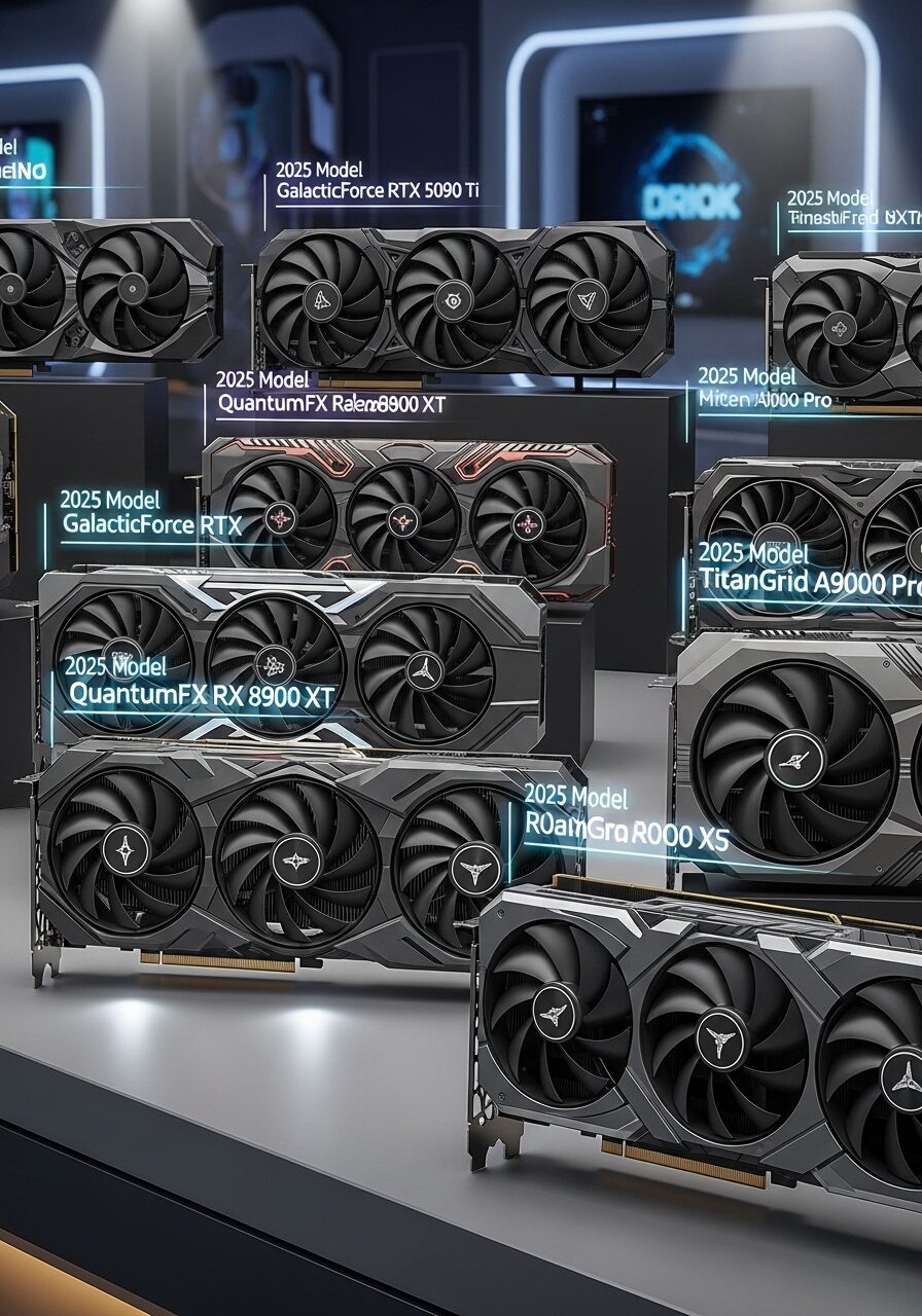 最新のグラフィックボードが並ぶ様子
