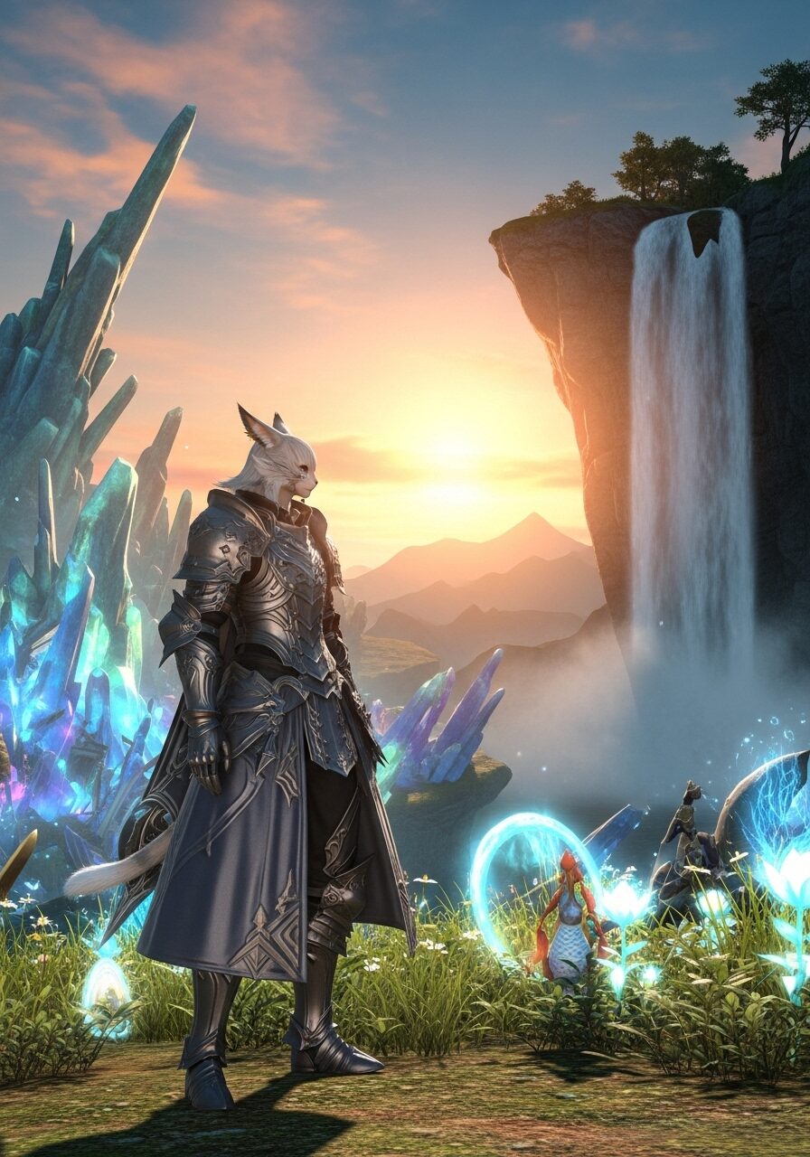 ファイナルファンタジー14の美しいゲーム画面。