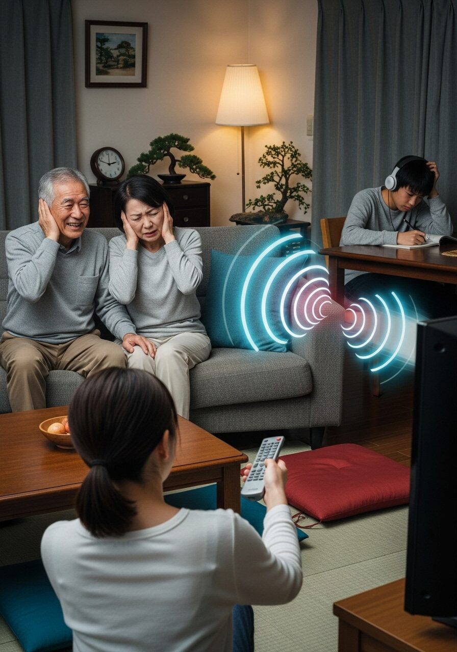 親のテレビ大音量に困る家族の写真