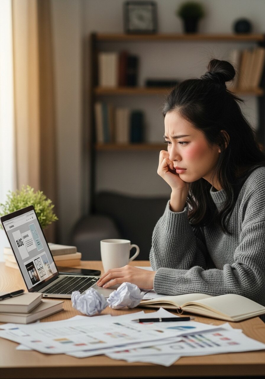 ブログのデザインが素人っぽくて悩む26歳の女性