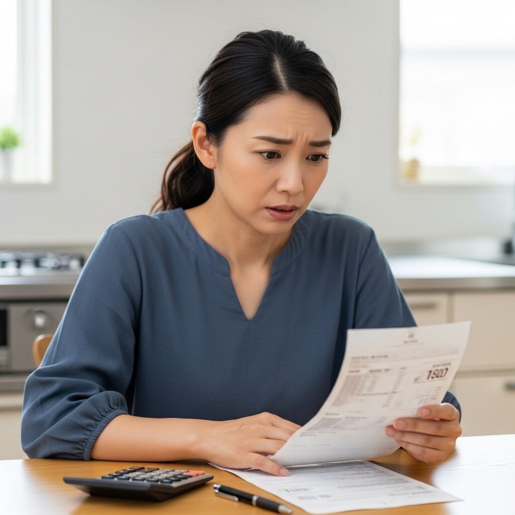 電気代が心配な40代主婦の写真 日本人