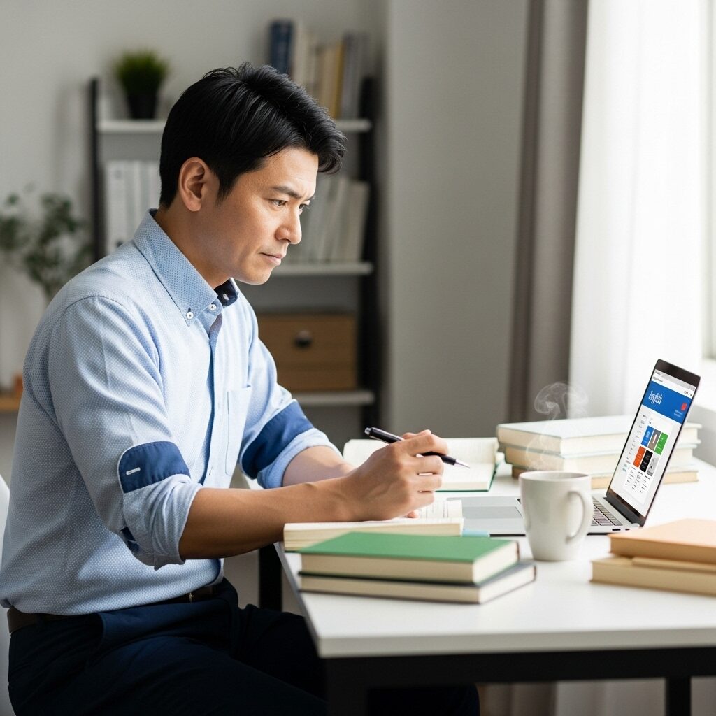 40代 ビジネスマン 英語学習中の40代男性　