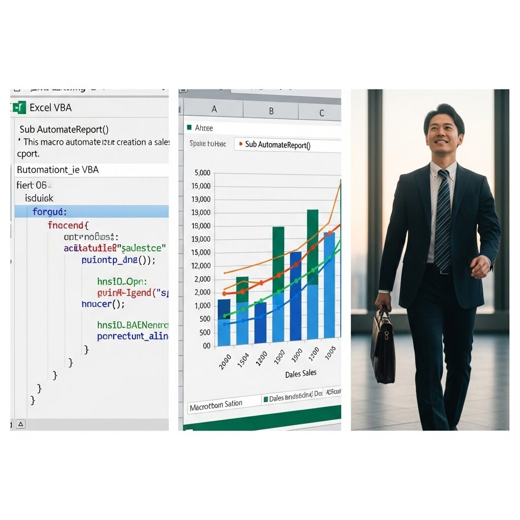 Excel VBA スクール 料金, 業務自動化, 定時で帰るビジネスマン