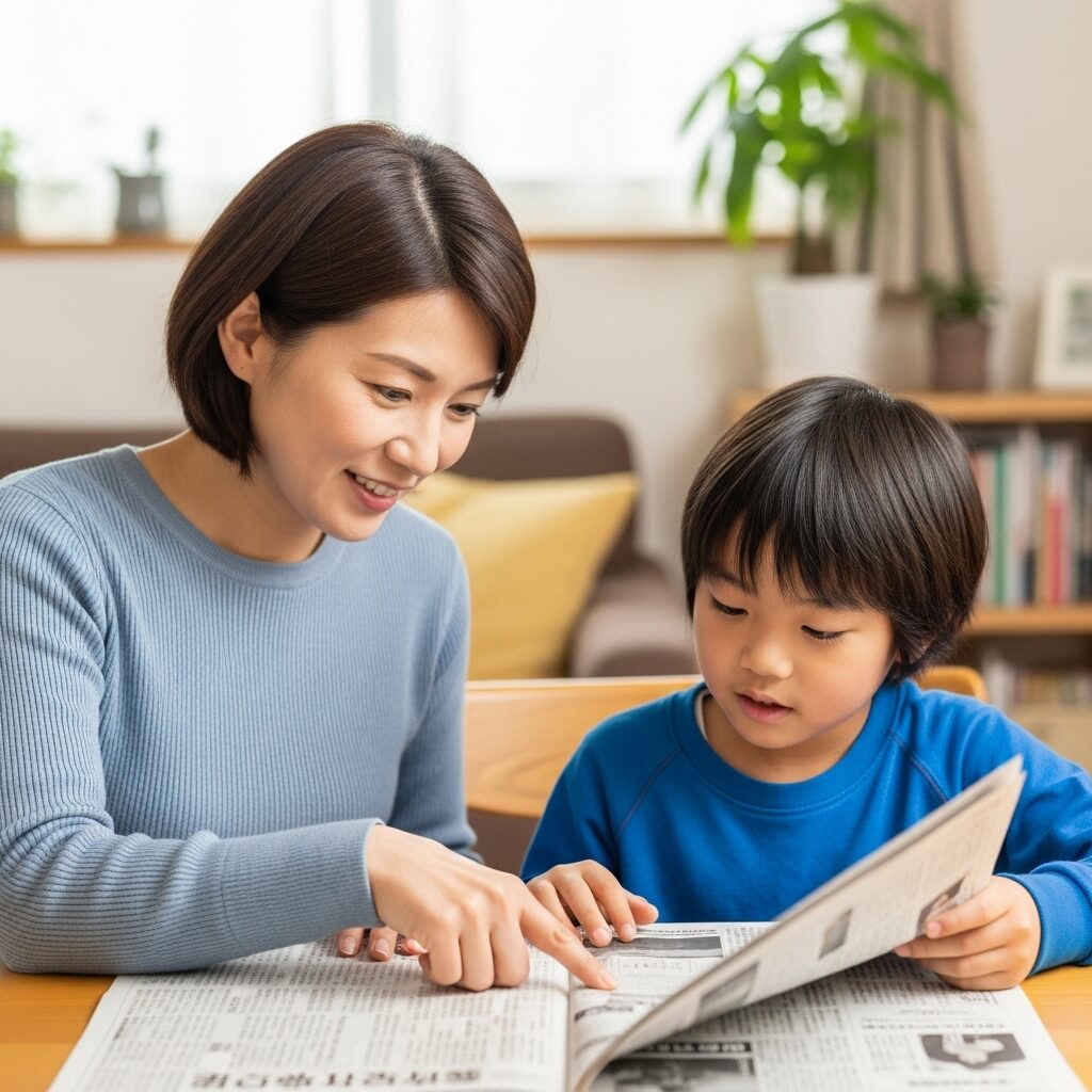 小学生が新聞読ませたい40代の主婦写真