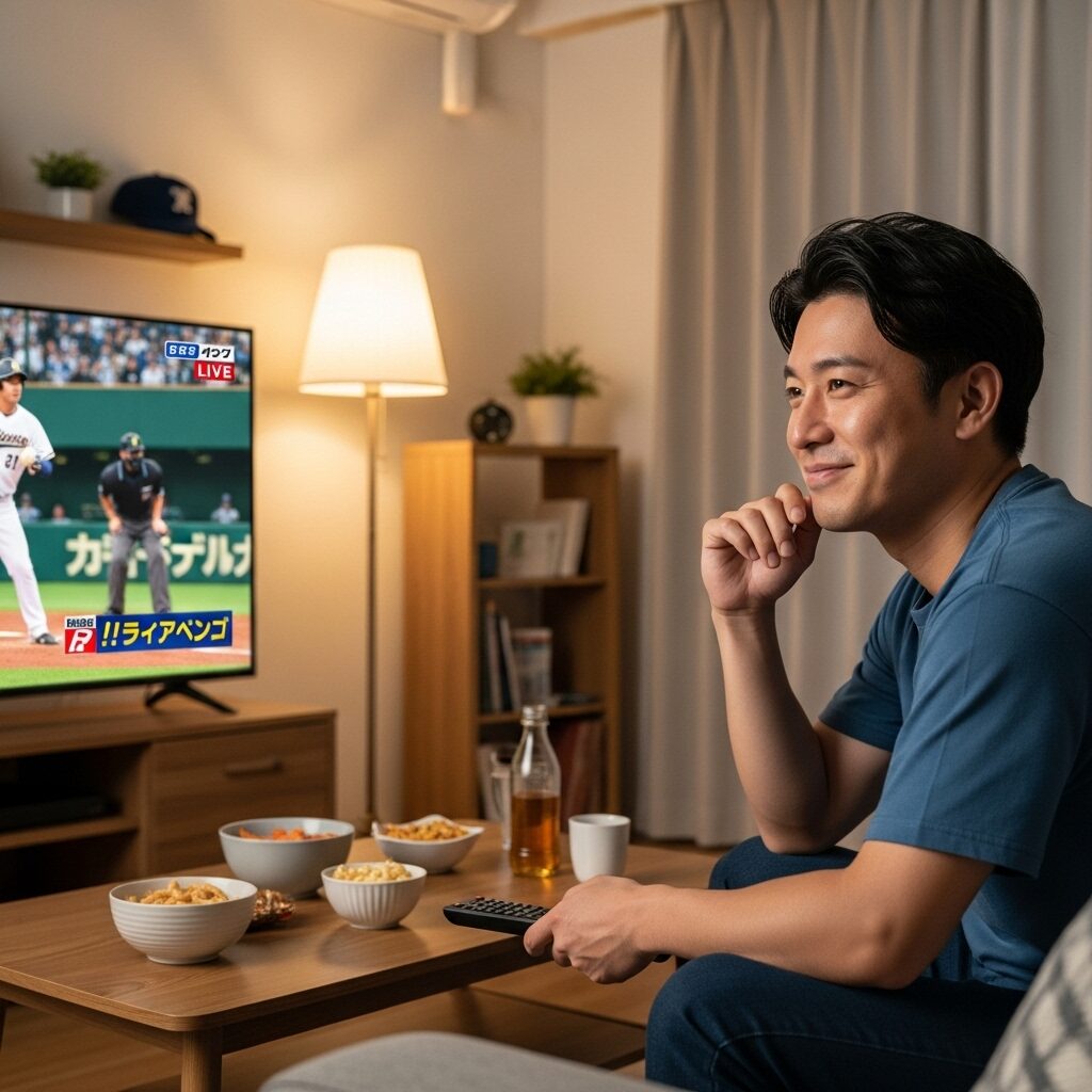 スカパープロ野球中継で満足している, 30代男性　日本人