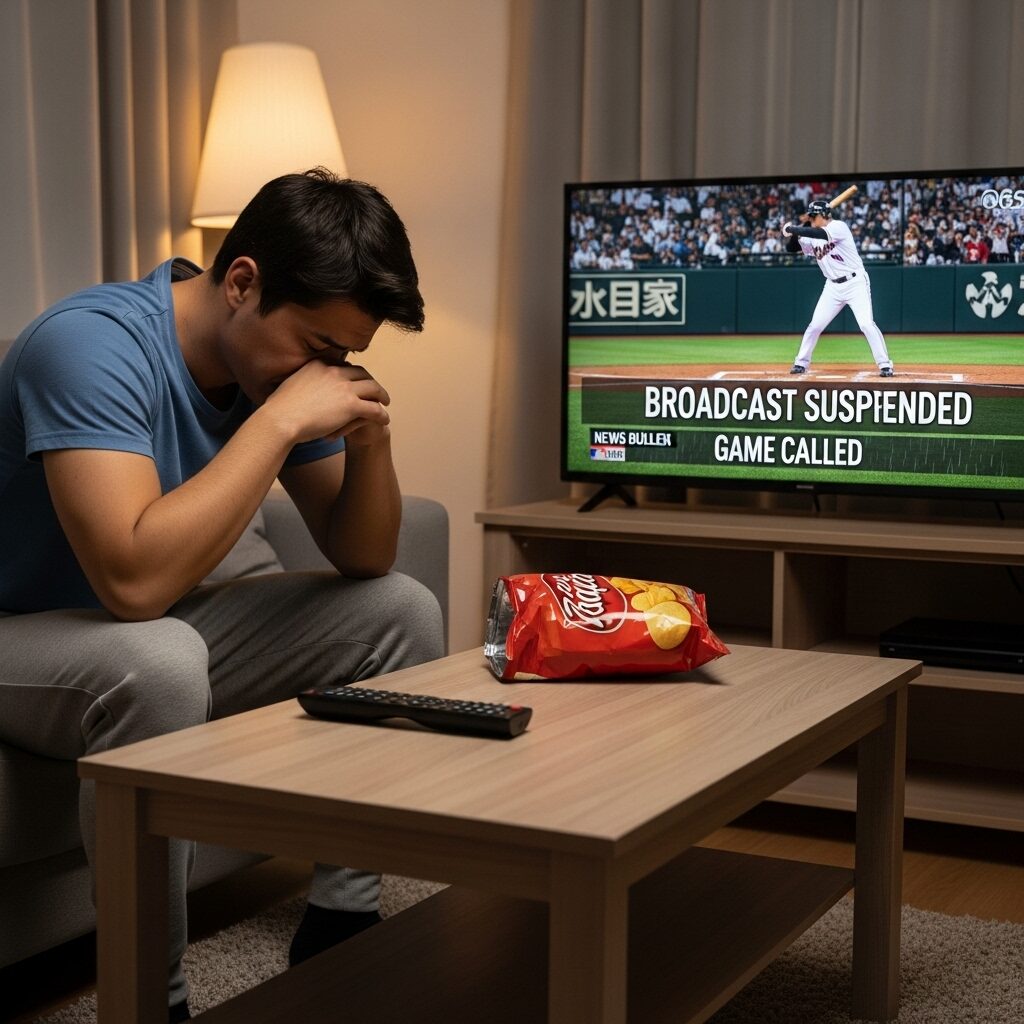 プロ野球中継が途中で中止になってガッカリしている, 30代男性　日本人