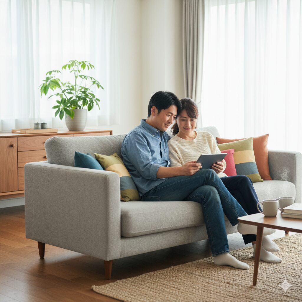 引越し見積もりの電話がこない静けさに安心する家族のイメージ