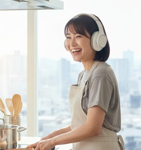 リラックスしてAudibleを聴いているイメージ