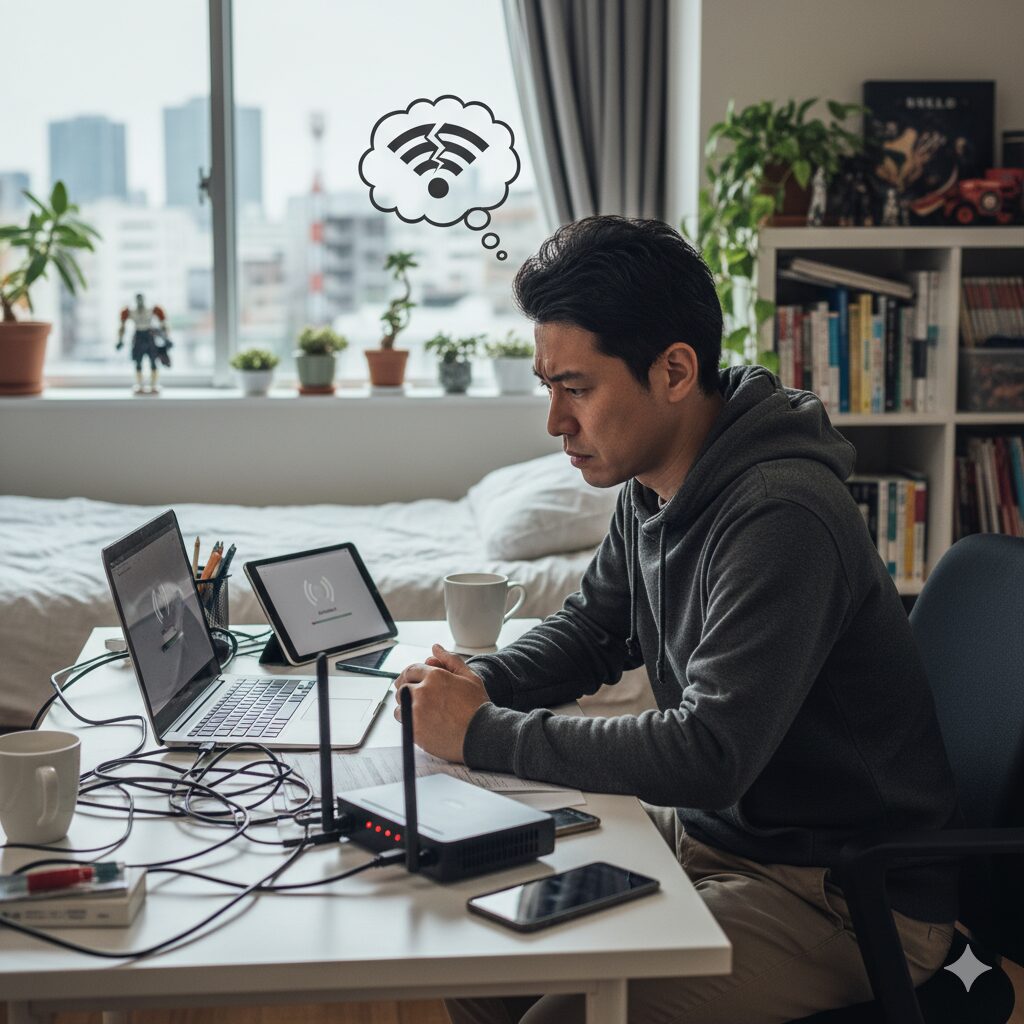 GMOとくとくBB光のロゴと快適なインターネット環境のイメージ