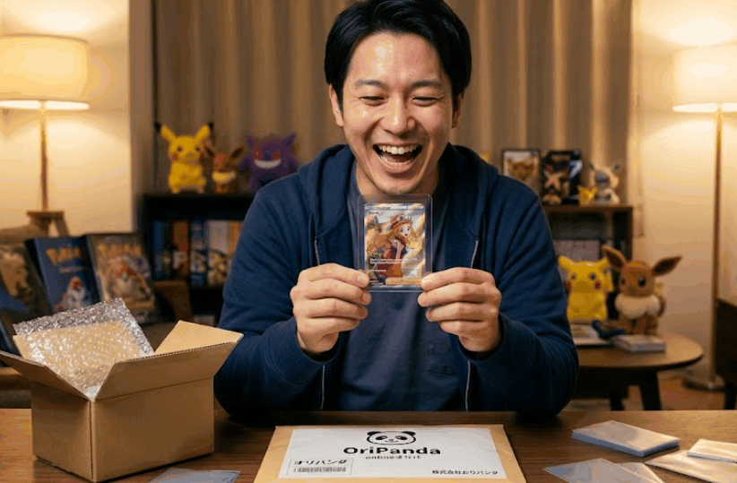 えっ、まだ高いオリパ買ってるの?初回無料で当たるサイト「おりパンダ」で0円からPSA10などの激レアカードを狙うイメージ