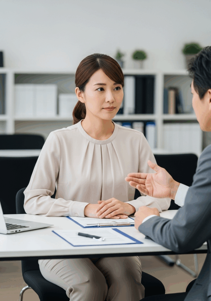 転職エージェントに相談している看護師{width=