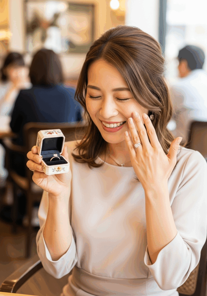 婚活で成功して喜んでいる30代の女性の写真 日本人