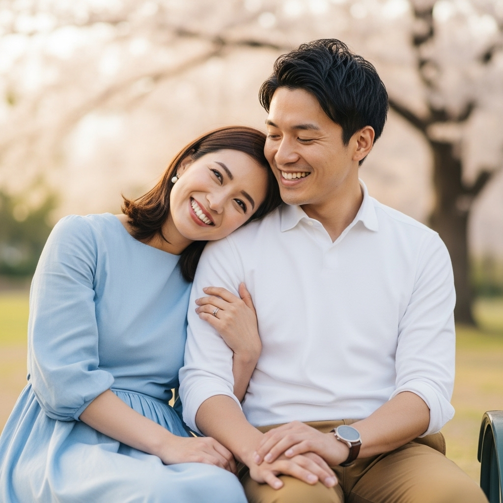 婚活で知り合った幸せなカップルの写真s 日本人