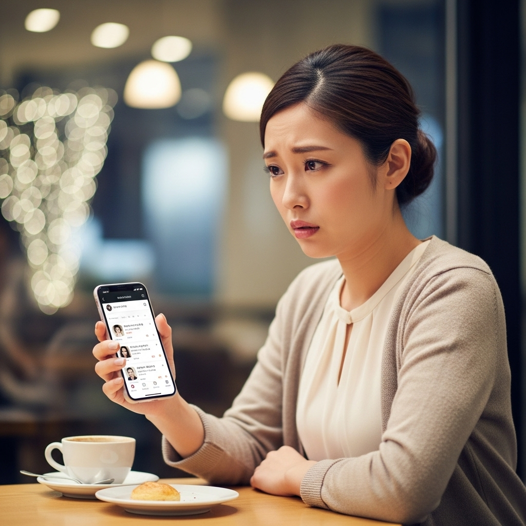 スマホ婚活で悩む30代女性