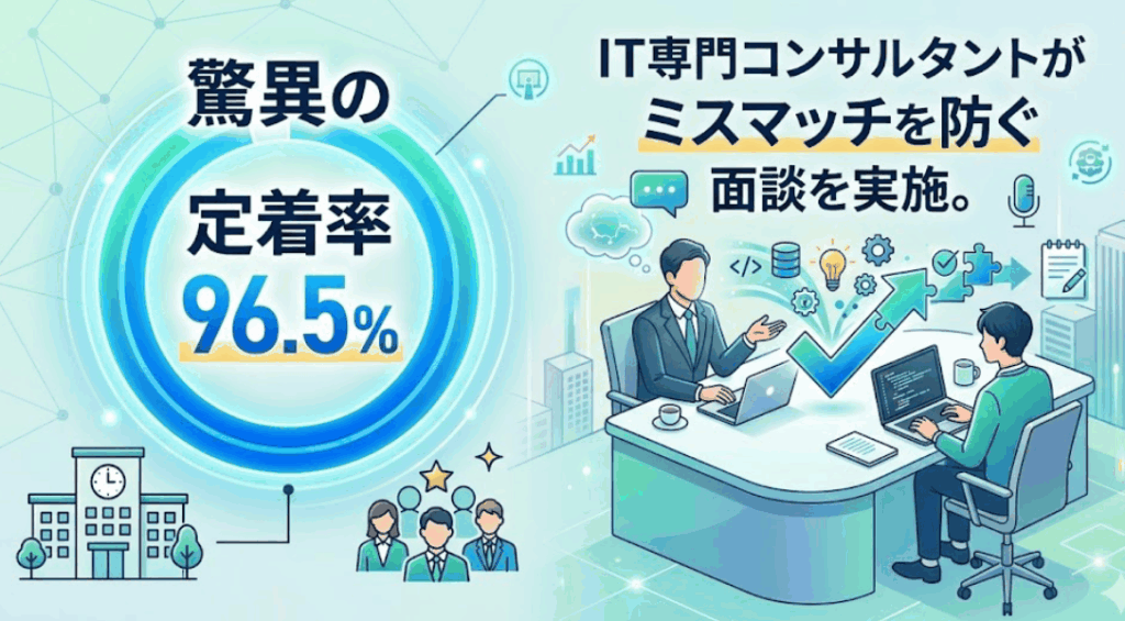 驚異の定着率96.5% IT専門コンサルタントがミスマッチを防ぐ面談を実施