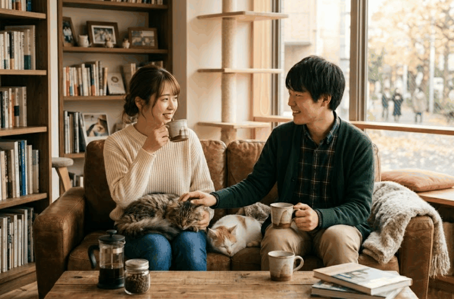 、一緒にコーヒーを飲む穏やかな時間。