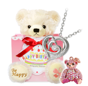 ハッピーテディベア テディベア&シルバーネックレスギフトSET