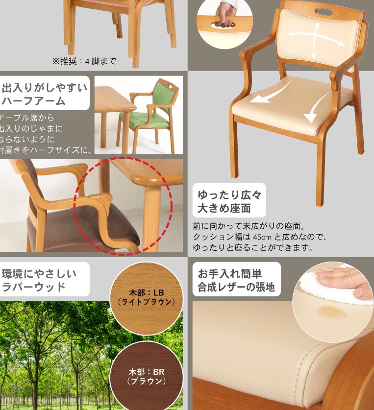 積み重ねて収納できるCare-111-AC スタッキング可能 省スペース 介護椅子