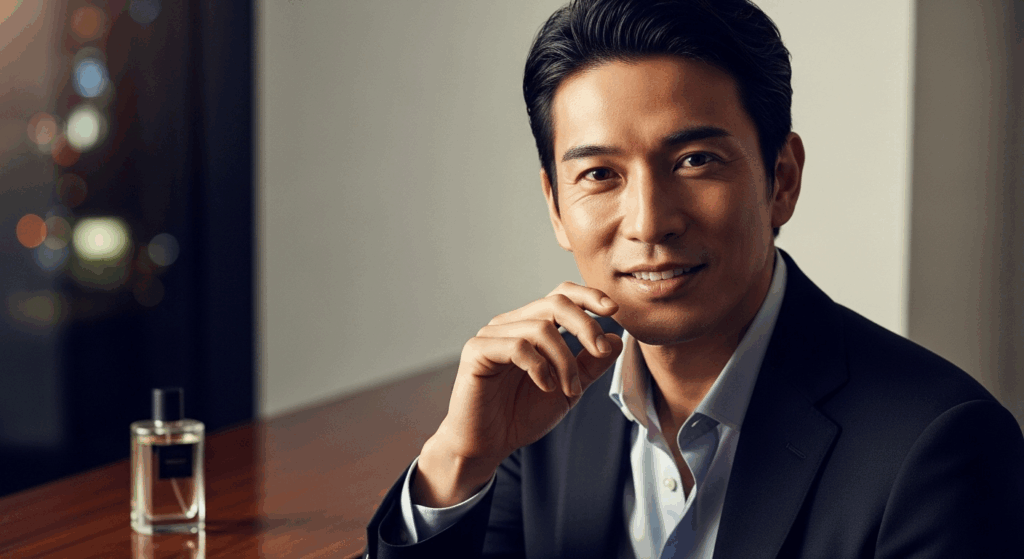 自信を持って歩く30代男性