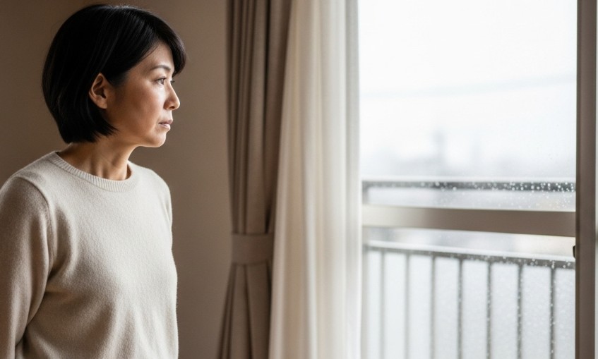 50代の男女がカフェで楽しむイメージ